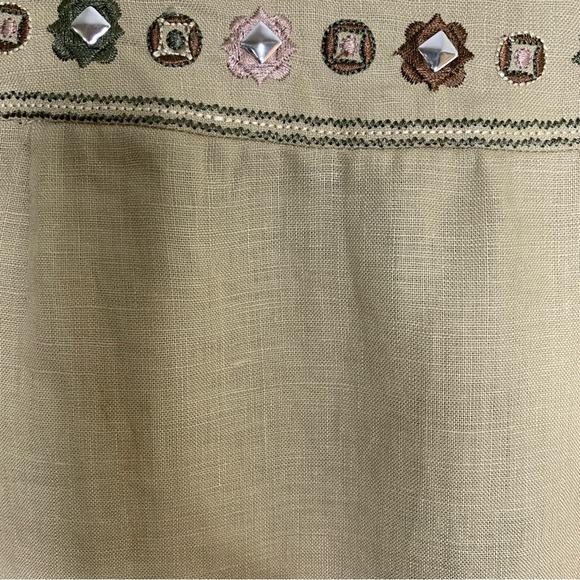 Martha B Size 4 Linen Short Skirt Southwest & Stud Accents Tassel Waist Tie New - Picture 7 of 10